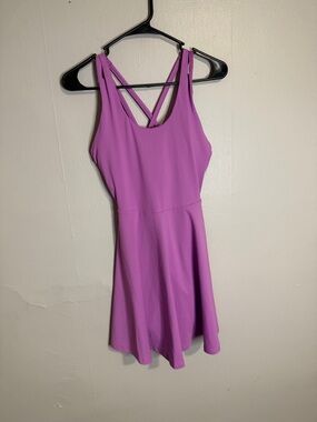 Fabletics Sleeveless Lavender-Pink Fit & Flare Dress with Crisscross Back